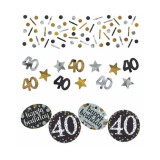Konfetti 40 - Schwarz Gold Silber - 3 Sorten - 34 Gr.