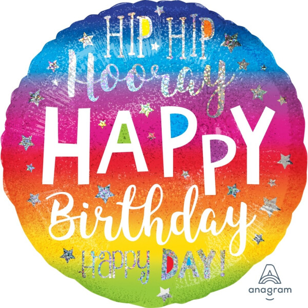 Ballongruß: HIP HIP HOORAY Happy Birthday - 35 cm