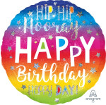 Ballongruß: HIP HIP HOORAY Happy Birthday - 35 cm