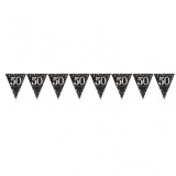Wimpelkette 50 - Schwarz Silber Gold -  4 Meter