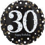 Folienballon 30 - Schwarz Silber - 45 cm