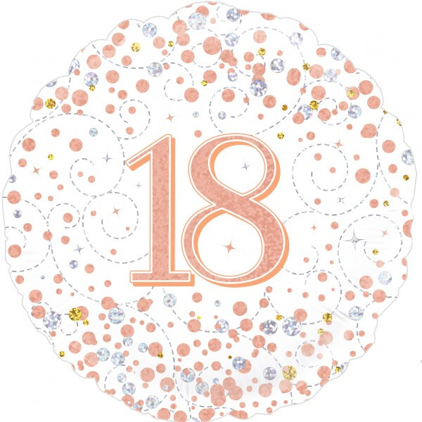 Folienballon 18 Konfetti - Rosegold Weiß -  45 cm