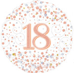 Folienballon 18 Konfetti - Rosegold Weiß -  45 cm
