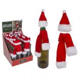 Flaschendekoration Weihnachten - Schal & Mütze