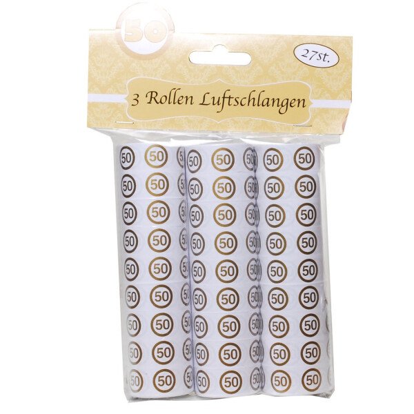 Luftschlangen 50 - Gold Weiß - 3 Rollen