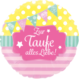 Folienballon Taufe - Rosa Gelb - 60 cm