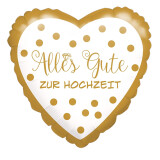 Folienherz Alles Gute zur Hochzeit - Gold Weiß - 45 cm