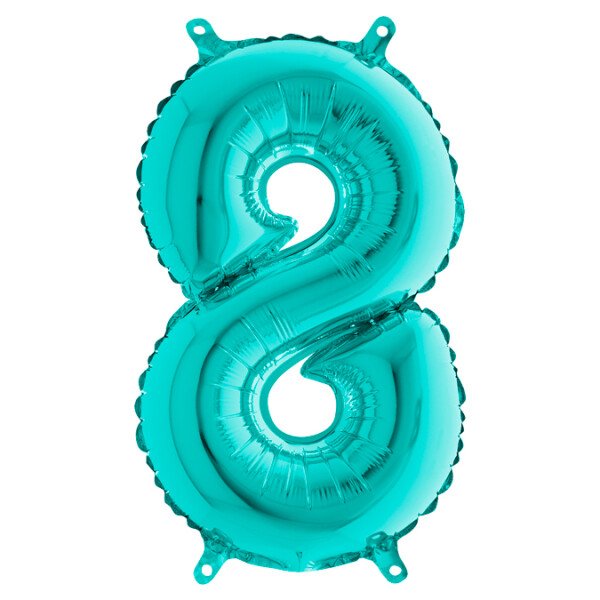 Ballongruß: Riesenzahl 8 - Türkis - 75 cm