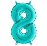 Ballongruß: Riesenzahl 8 - Türkis - 75 cm