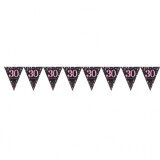 Wimpelkette 30 - Schwarz Pink Silber - 4 Meter