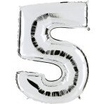 Folienballon Zahl 5 - Silber - 100 cm