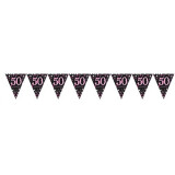 Wimpelkette 50 - Schwarz Pink -  4 Meter