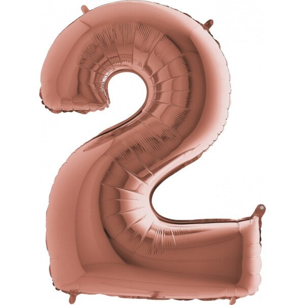 Folienballon Zahl 2 - Rosegold - 100 cm