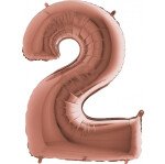 Folienballon Zahl 2 - Rosegold - 100 cm