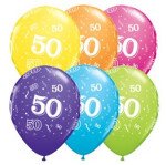 6 Zahlenballons 50 - Tropical - 30 cm