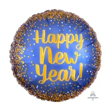 Ballongruß: Happy New Year - Blau Gold - 35 cm