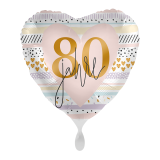 Ballongruß: Herz 80 Jahre - Pastell - 35 cm