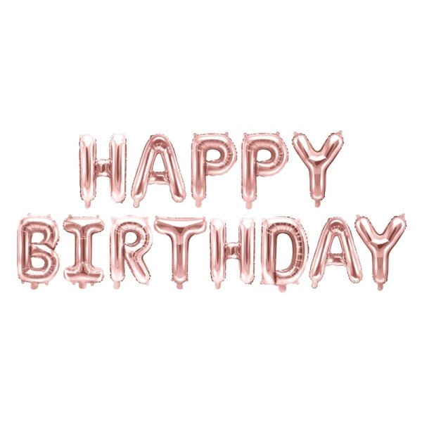Folienballon Schriftzug Happy Birthday - Rosegold - 35 cm